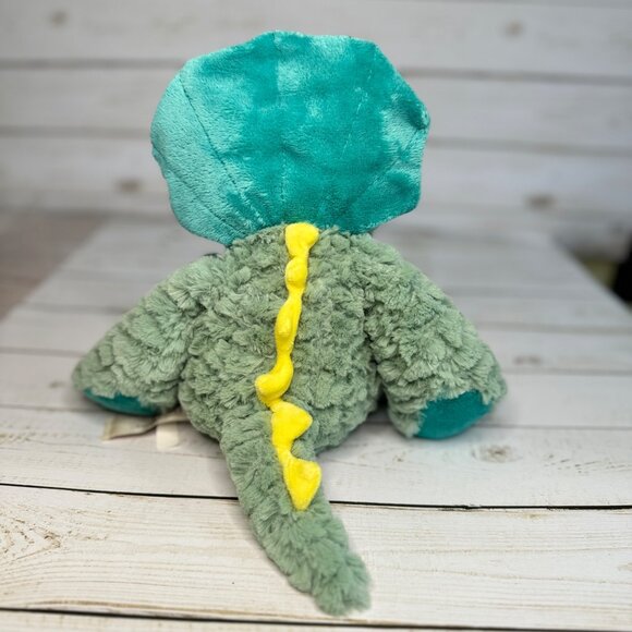 Demdaco Nat & Jules Drake the Mellow Fellows Green & Blue 11" Triceratops Plush - Picture 3 of 10